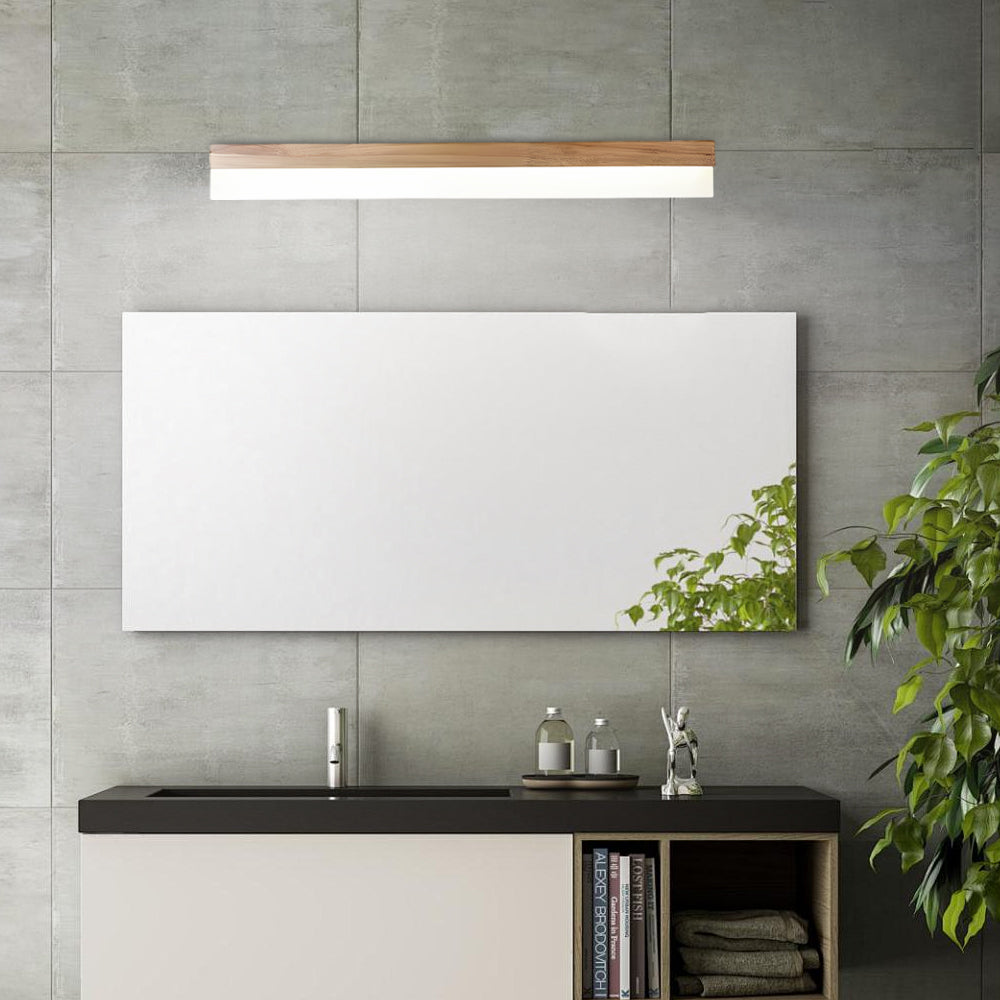 Elegant Vanity Light Bar | Soft LED Bathroom Lighting with Natural Wood Finish for Cozy Ambiance
