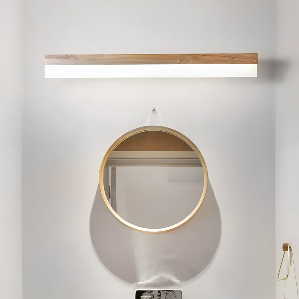 Elegant Vanity Light Bar | Soft LED Bathroom Lighting with Natural Wood Finish for Cozy Ambiance