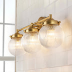 Elegant Vanity Light | 3-Light Bathroom Light Fixture with Ribbed Glass Shade | Modern Design for Stylish Bathrooms