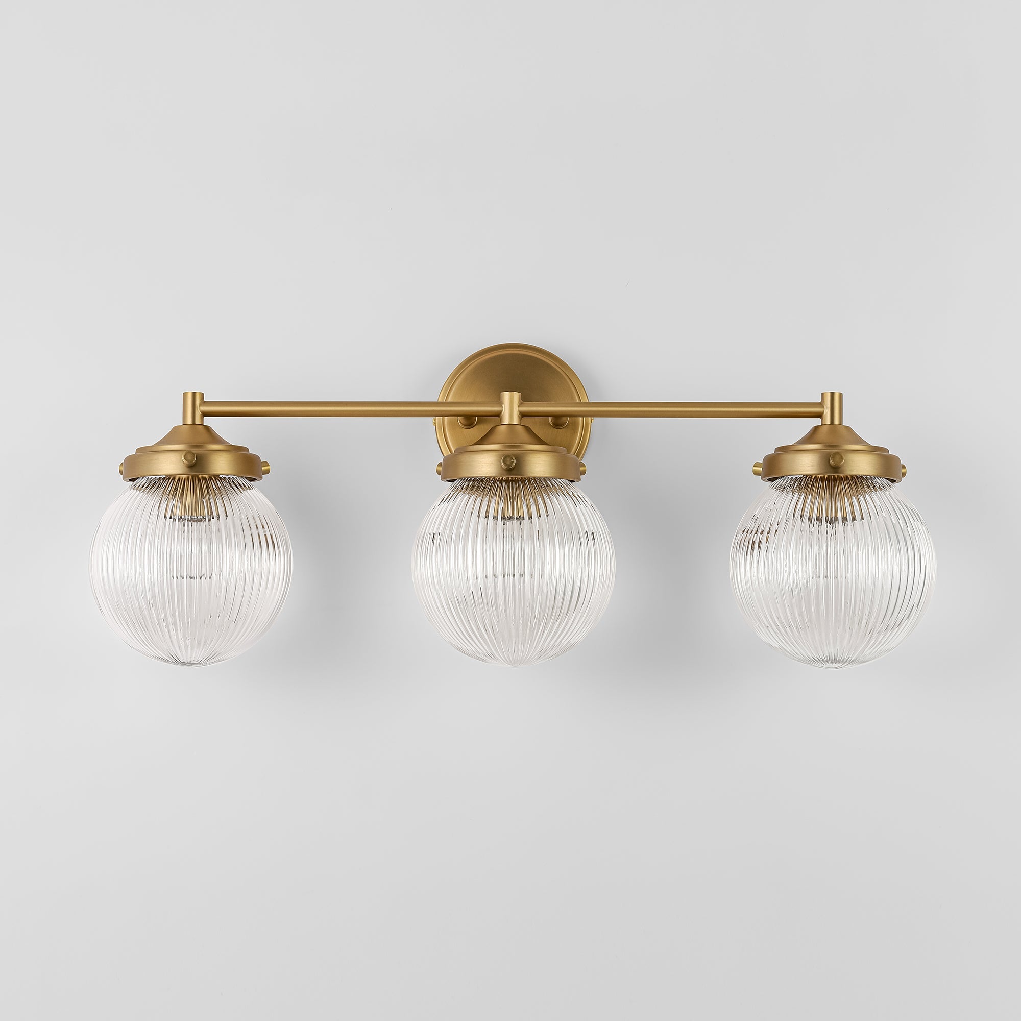 Elegant Vanity Light | 3-Light Bathroom Light Fixture with Ribbed Glass Shade | Modern Design for Stylish Bathrooms