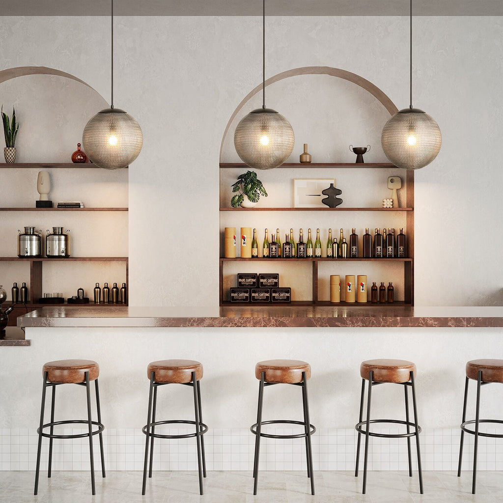 Elegant Vintage | Glass Pendant Light with Diamond Pattern Shade | Adjustable Height for Modern Kitchen Spaces