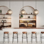 Elegant Vintage | Glass Pendant Light with Diamond Pattern Shade | Adjustable Height for Modern Kitchen Spaces