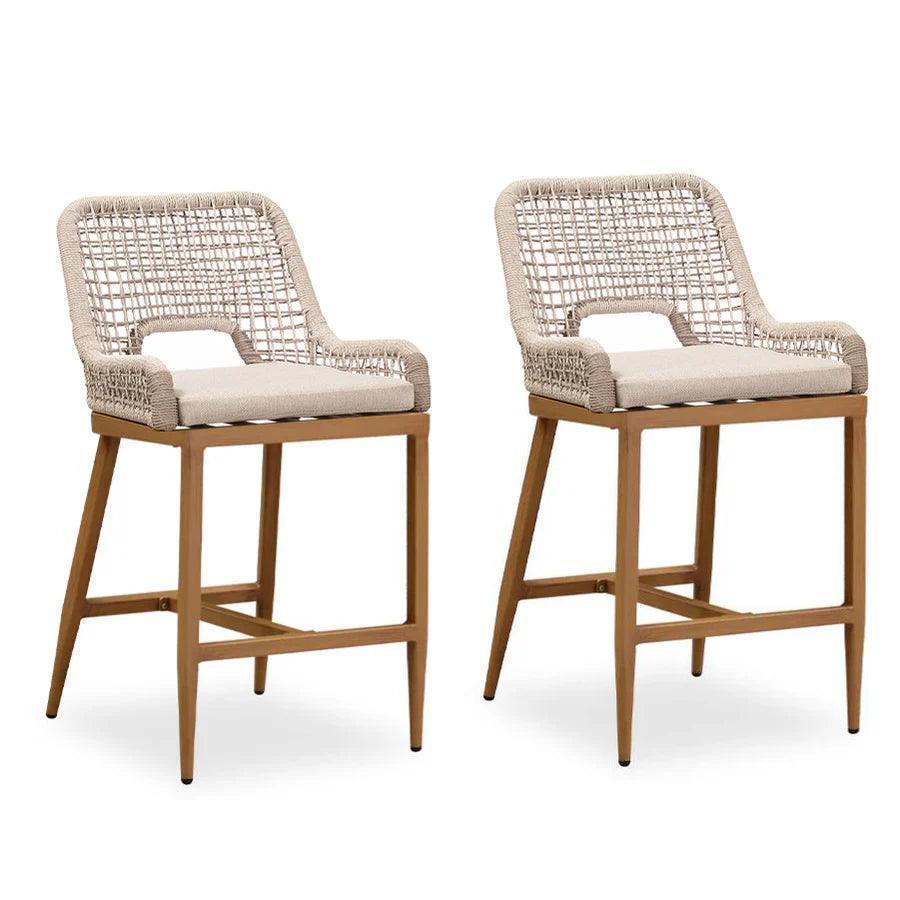 Elegant Wicker Bar Stools with Comfortable Cushions | Durable Outdoor Seating for Patio Relaxation