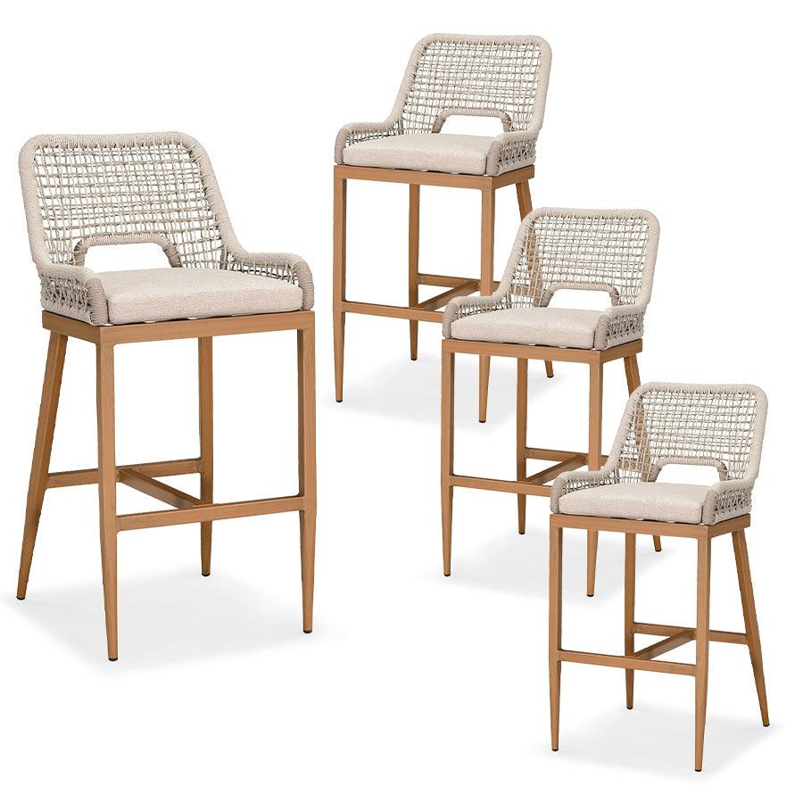 Elegant Wicker Bar Stools with Comfortable Cushions | Durable Outdoor Seating for Patio Relaxation