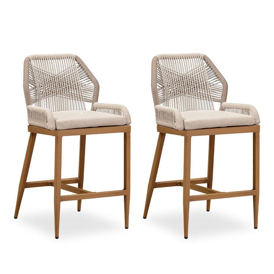 Elegant Wicker Bar Stools with Comfortable Cushions | Durable Outdoor Seating for Patio Relaxation