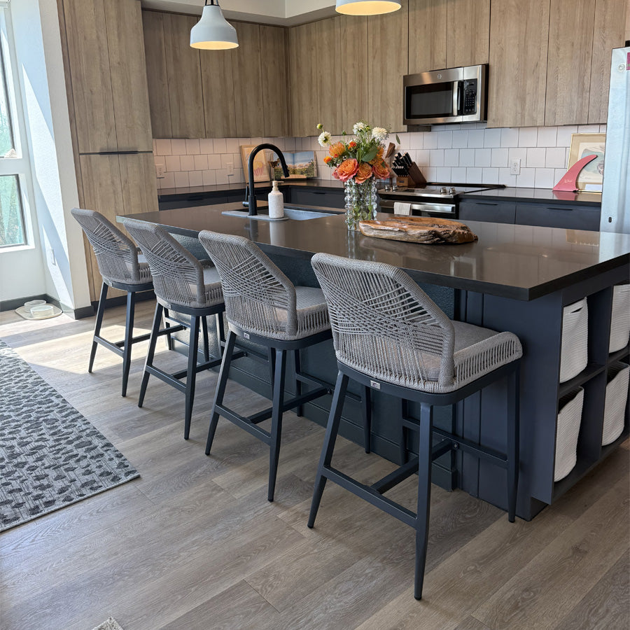 Elegant Wicker Bar Stools with Comfortable Cushions | Durable Outdoor Seating for Patio Relaxation