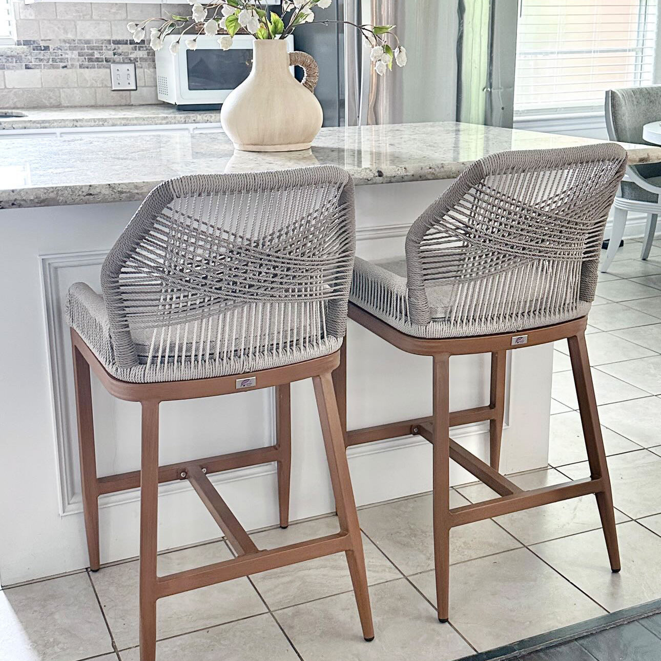 Elegant Wicker Bar Stools with Comfortable Cushions | Durable Outdoor Seating for Patio Relaxation