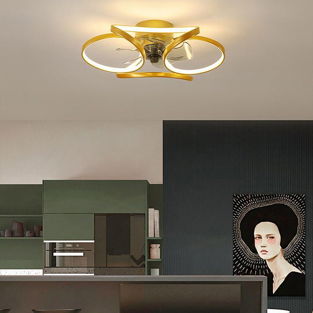 Elegant | Modern Flush Mount Ceiling Fan with Dimmable LED Light | Stylish Fandelier Design for Indoor Ventilation
