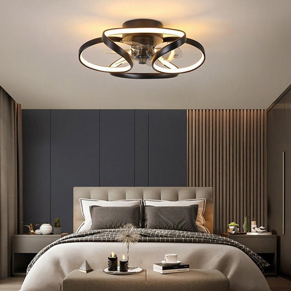 Elegant | Modern Flush Mount Ceiling Fan with Dimmable LED Light | Stylish Fandelier Design for Indoor Ventilation
