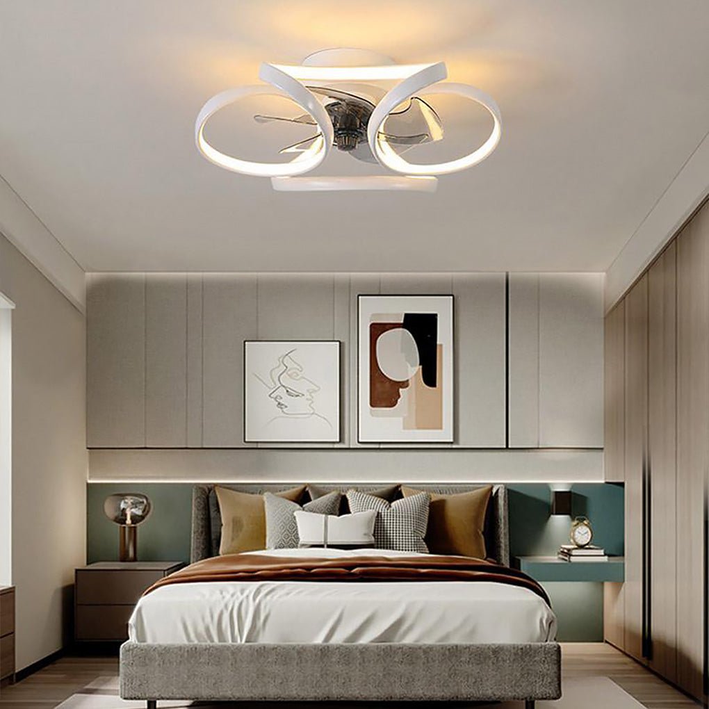 Elegant | Modern Flush Mount Ceiling Fan with Dimmable LED Light | Stylish Fandelier Design for Indoor Ventilation