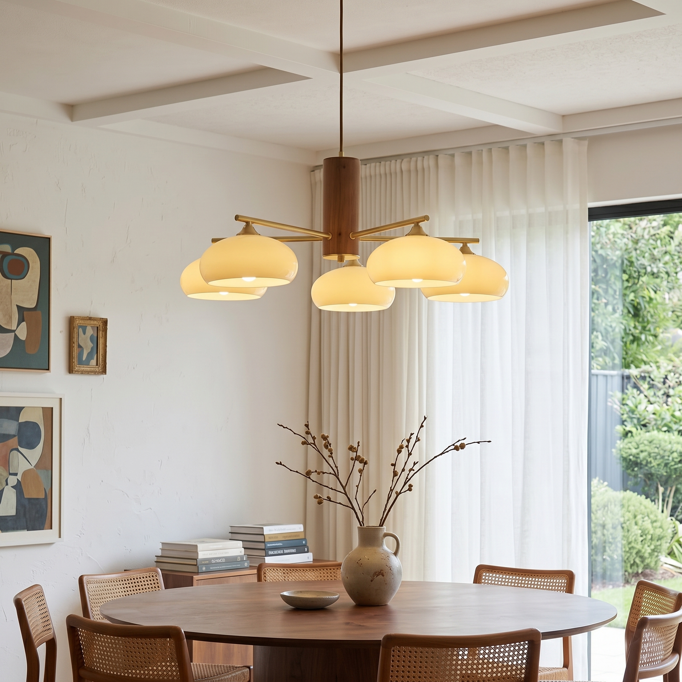 Kronleuchter, oval mit organischer Kaki-Form