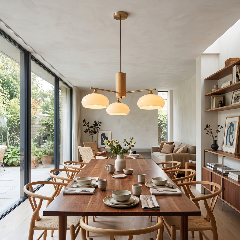 Elliptical Persimmon Chandelier - Modern Organic Lighting Fixture