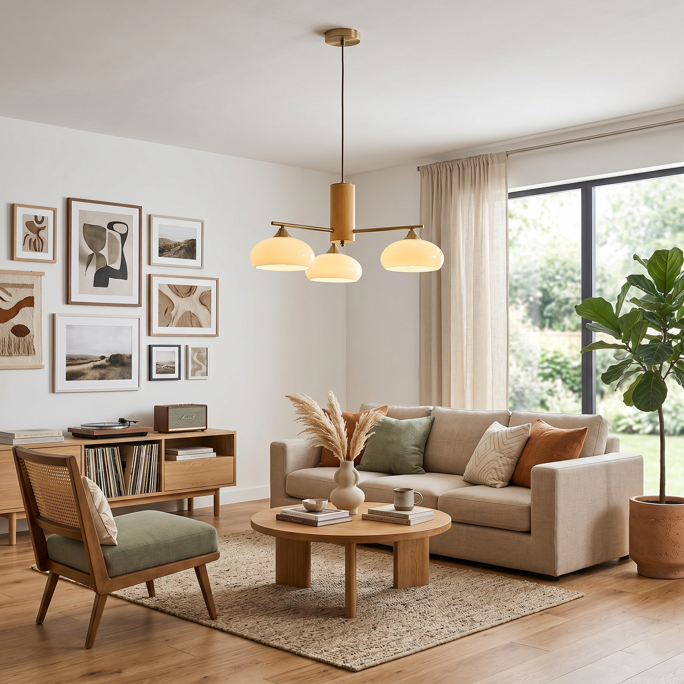 Kronleuchter, oval mit organischer Kaki-Form
