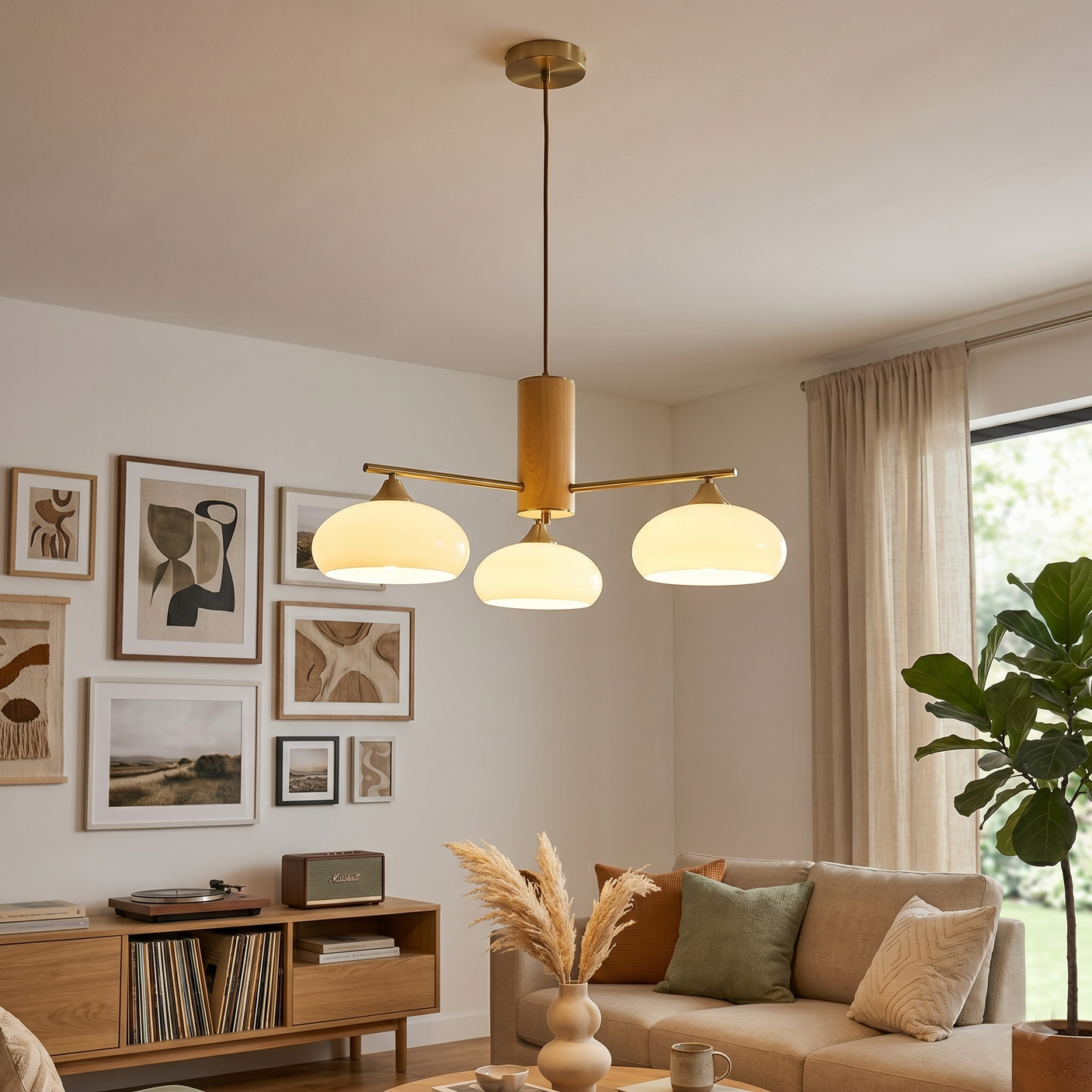 Kronleuchter, oval mit organischer Kaki-Form