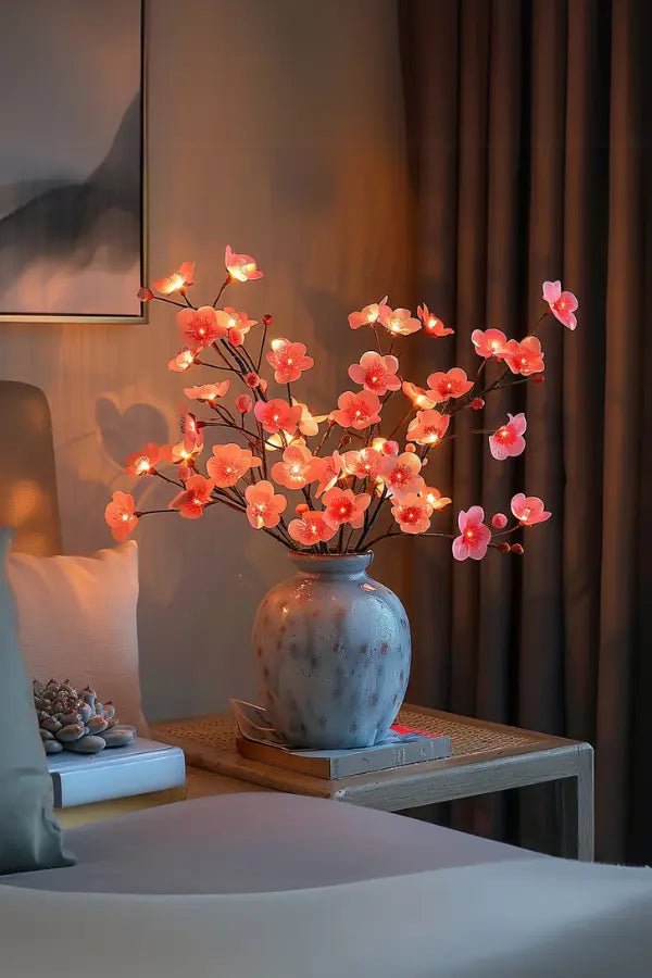 LED Lighted Tree Branches with Delicate Flowers Battery Operated Home Decor