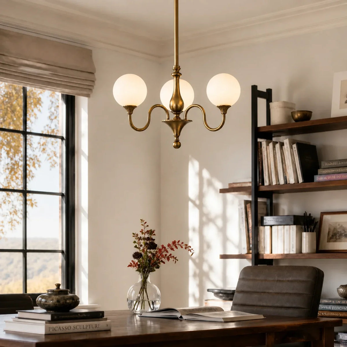 Evelyne opal chandelier in a study