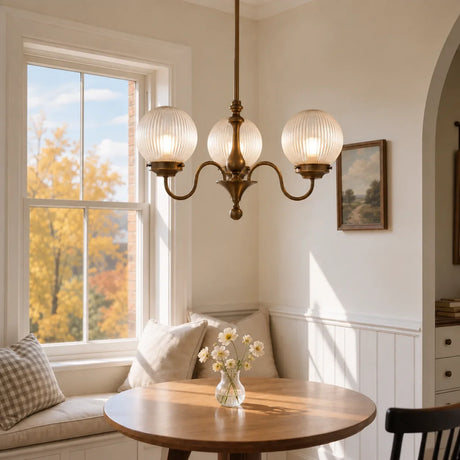 Evelyne ribbed chandelier in a breakfast nook