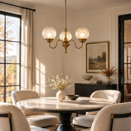 Evelyne ribbed chandelier in a dining room