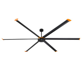 Isaac 120-inch six-blade HVLS industrial ceiling fan in black — studio white