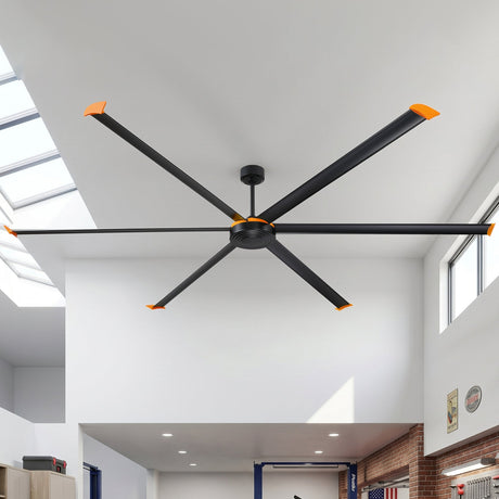 Isaac HVLS fan in a bright industrial space — lifestyle