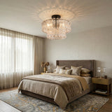 Ghiaccio ceiling light glowing over a modern bedroom — lifestyle