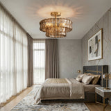 Ghiaccio smoke-glass ceiling light in a warm bedroom — lifestyle