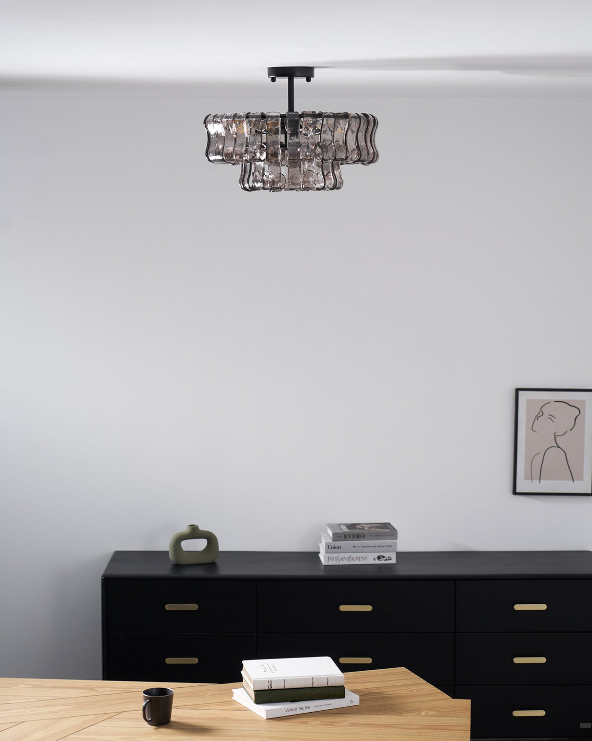 Ghiaccio tiered art-glass semi-flush ceiling light — supplier photo