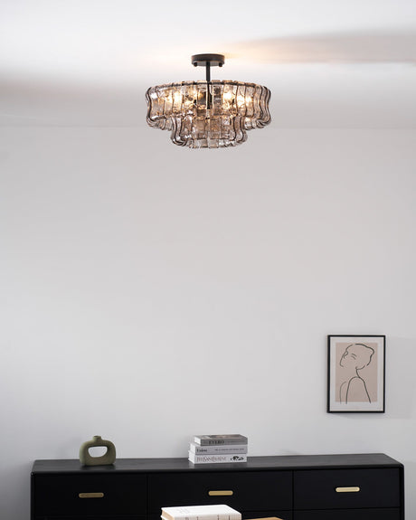 Ghiaccio tiered art-glass semi-flush ceiling light — supplier photo