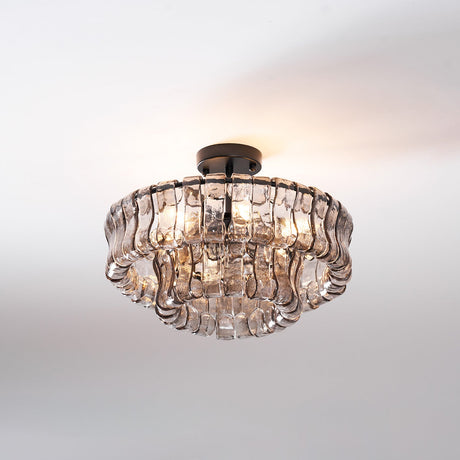 Ghiaccio tiered art-glass semi-flush ceiling light — supplier photo