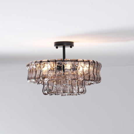 Ghiaccio tiered art-glass semi-flush ceiling light — supplier photo