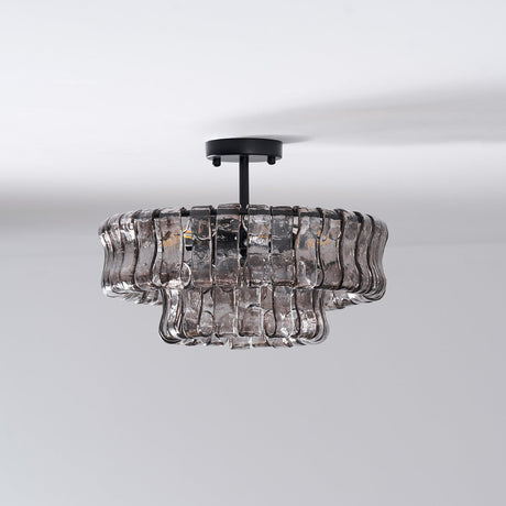 Ghiaccio tiered art-glass semi-flush ceiling light — supplier photo