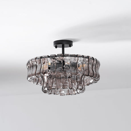 Ghiaccio tiered art-glass semi-flush ceiling light — supplier photo