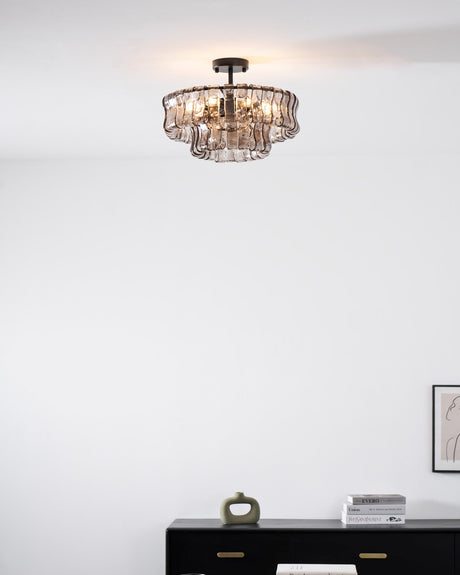 Ghiaccio tiered art-glass semi-flush ceiling light — supplier photo