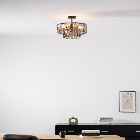 Ghiaccio tiered art-glass semi-flush ceiling light — supplier photo