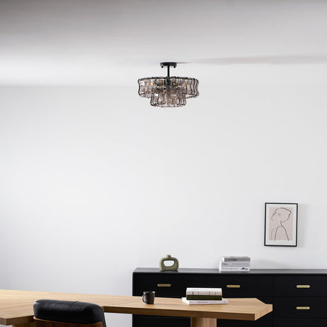 Ghiaccio tiered art-glass semi-flush ceiling light — supplier photo