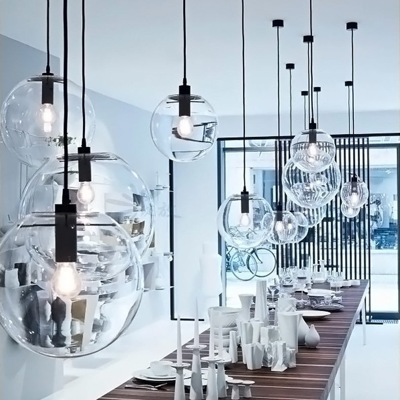 Globe Bubble Chandelier Clear Glass Cluster Pendant Light, Modern Fixture