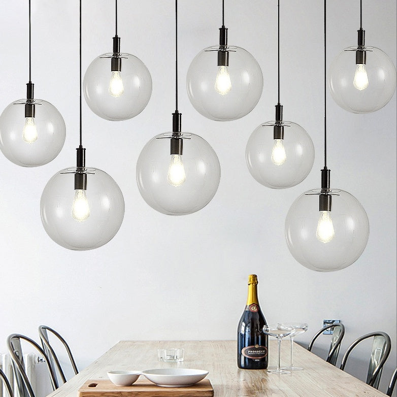 Globe Bubble Chandelier Clear Glass Cluster Pendant Light, Modern Fixture