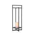 Solar Powered Outdoor Lantern 24 Inch with Flickering LED Candle and Weather-Resistant Black Metal Frame