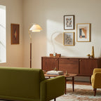 Hands Garner Floor Lamp Modern Wood & Linen Arc Reading Lamp