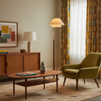 Hands Garner Floor Lamp Modern Wood & Linen Arc Reading Lamp