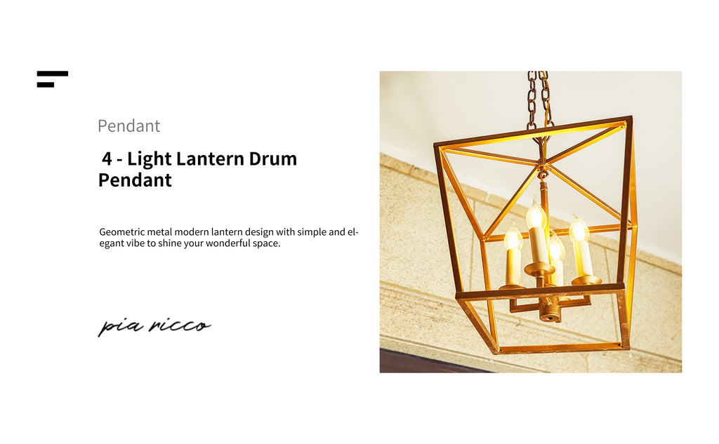 Kerri 4-Light Soft Gold Farmhouse Pendant Light Adjustable Chain