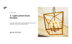 Kerri 4-Light Soft Gold Farmhouse Pendant Light Adjustable Chain