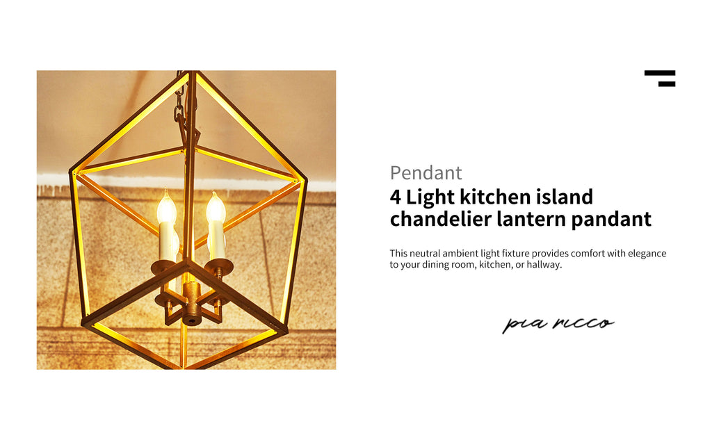 Kerri 4-Light Soft Gold Farmhouse Pendant Light Adjustable Chain