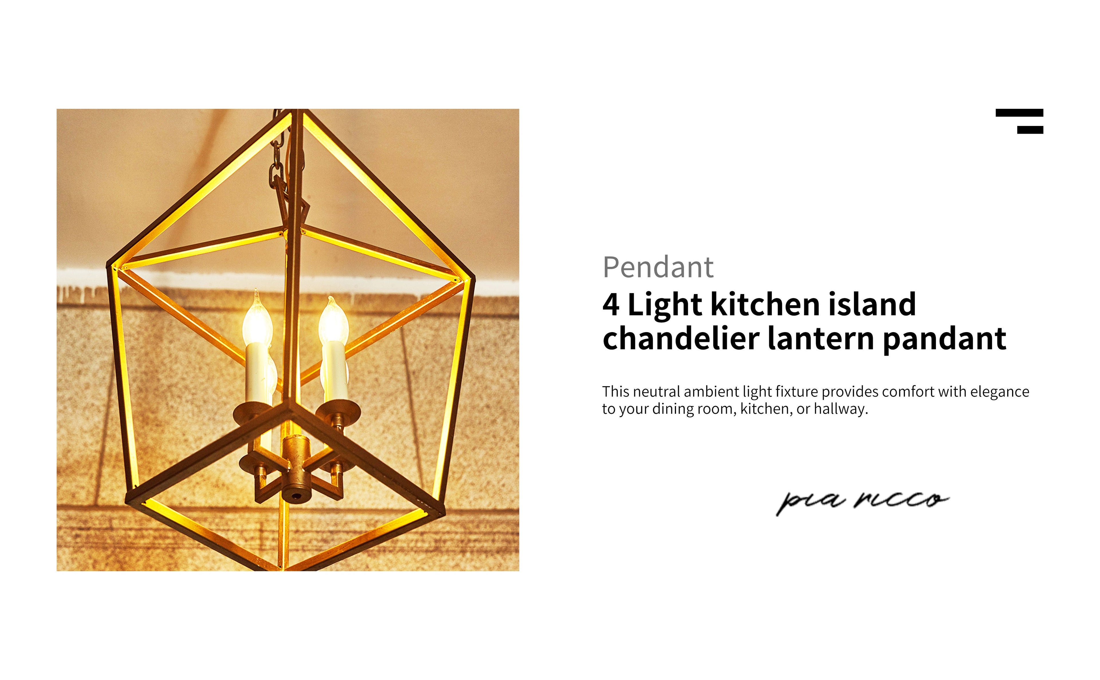 Kerri 4-Light Soft Gold Farmhouse Pendant Light Adjustable Chain
