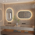 Oval LED Backlit Bathroom Mirror with Anti-Fog and Wall Mount