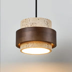 Walnut Wood Stone LED Pendant Lamp for Bedroom Bar and Restaurant