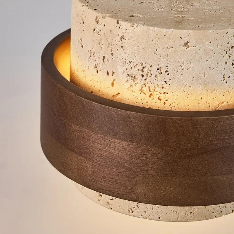 Walnut Wood Stone LED Pendant Lamp for Bedroom Bar and Restaurant