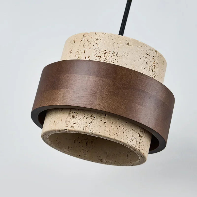 Walnut Wood Stone LED Pendant Lamp for Bedroom Bar and Restaurant