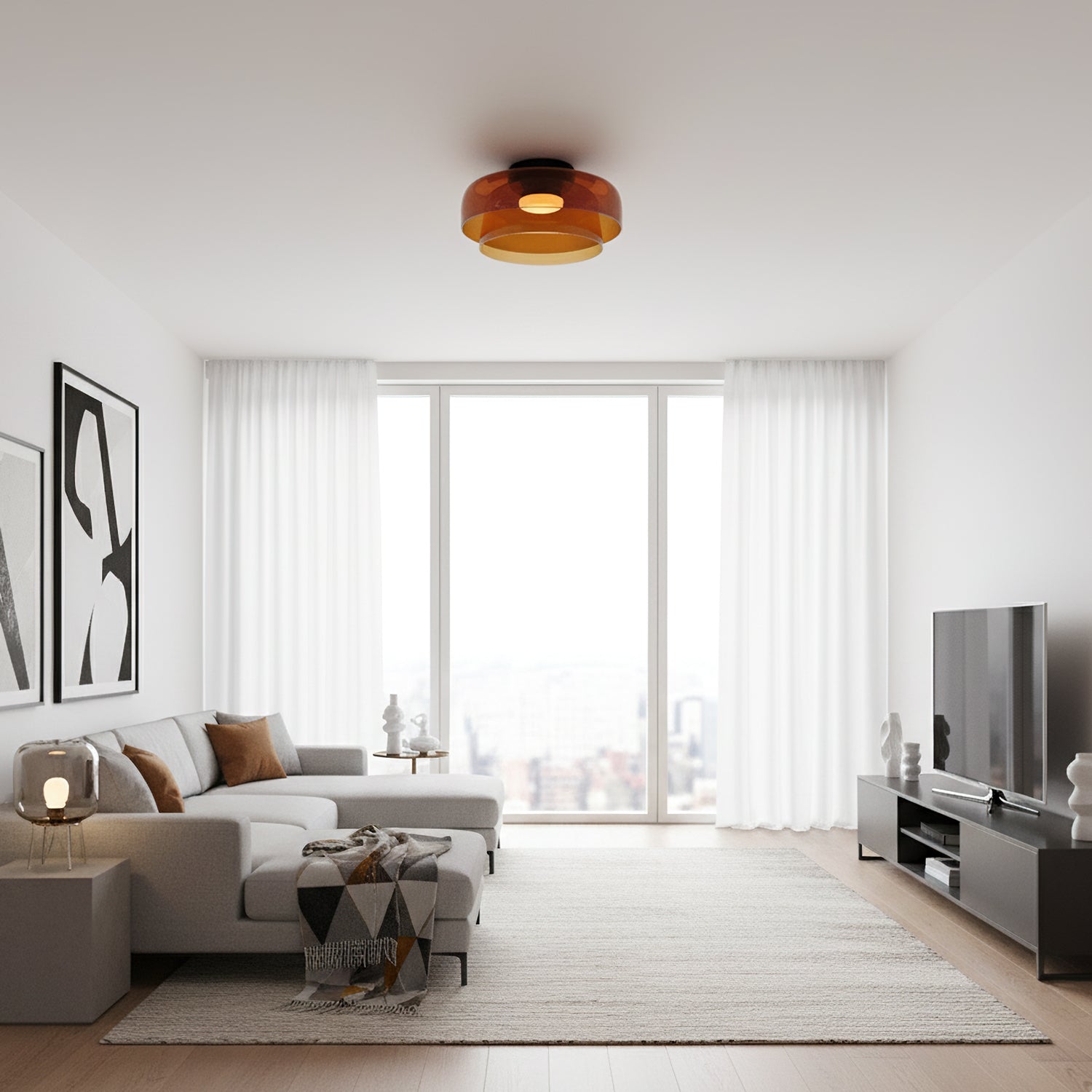 Levels Glass Ceiling Light Tiered Modern Flush-Mount LED Fixture