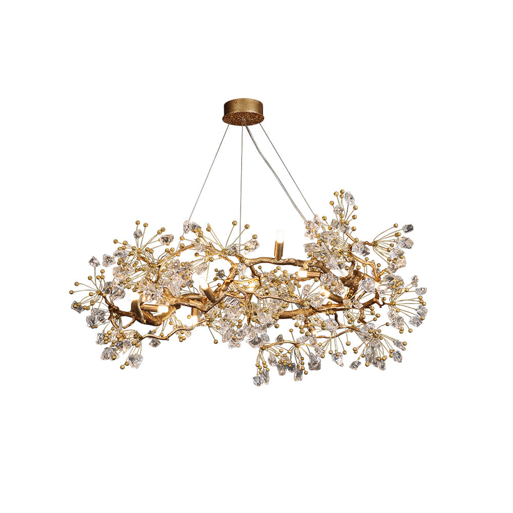 Lorna Collection | Modern Chandelier Light with Glass & Antique Brass Finish | Elegant Dining Room Lighting for a Warm Atmosphere